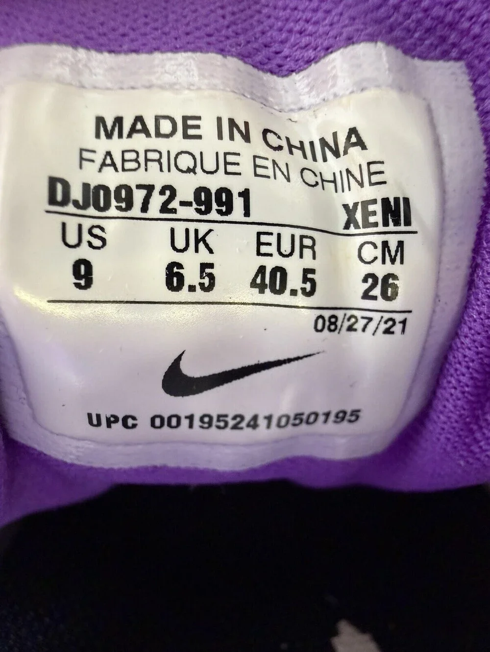 Nike Air Zoom Pegasus 38 Shield Womens 9 Purple Running Shoes Waterproof